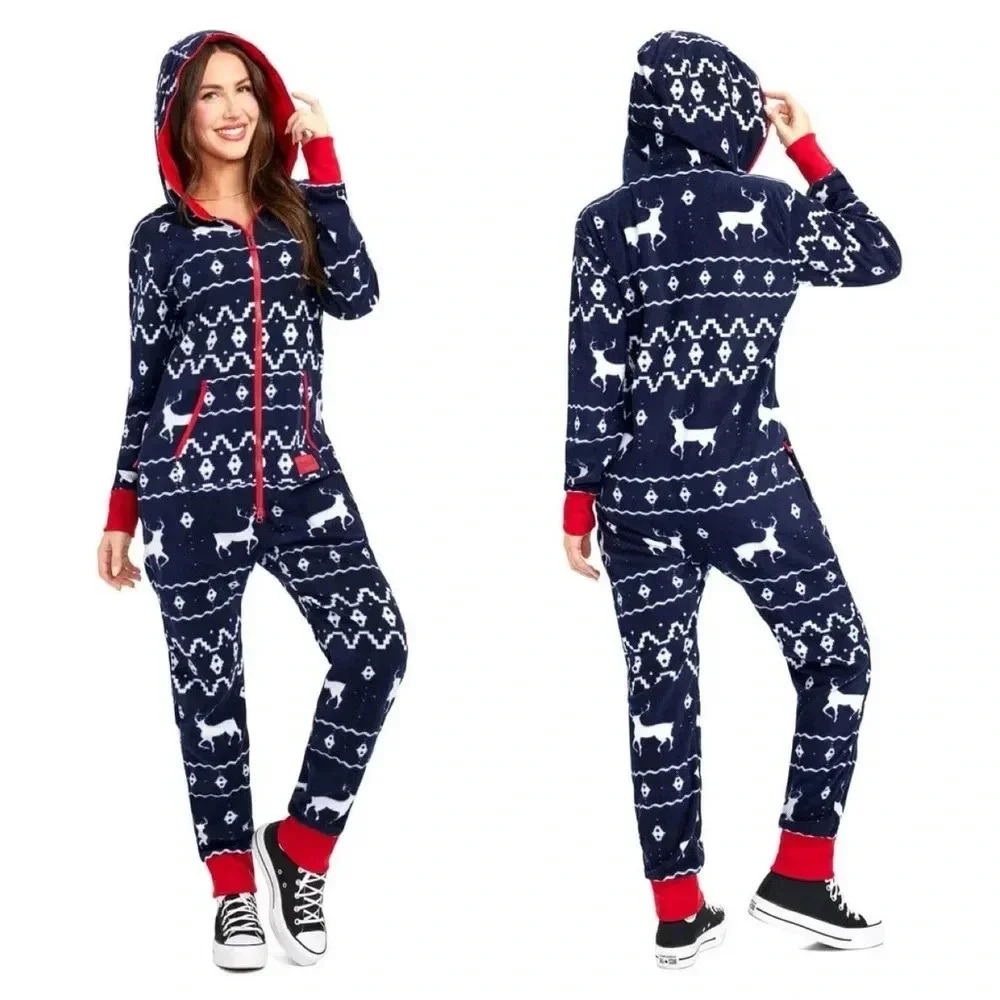 NWOT Tipsy Elves Blue Reindeer Jumpsuit